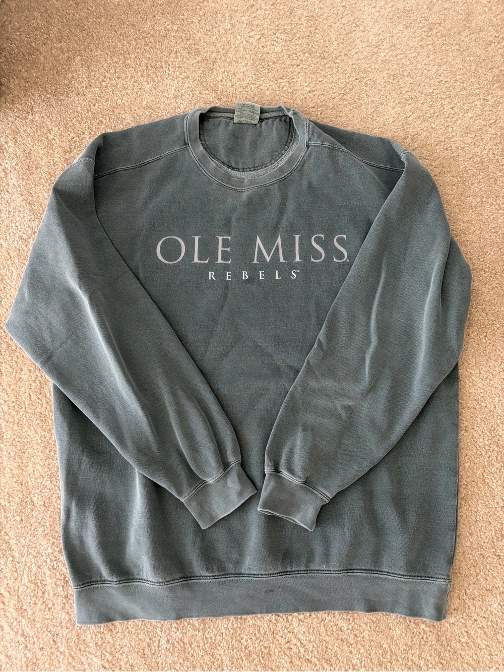 Comfort Colors Men's Crewneck Sweatshirt - Slate Green Ole Miss